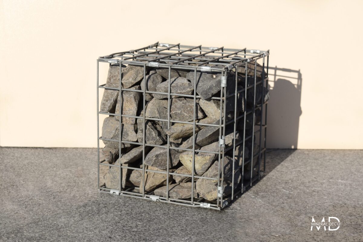 mini gabion carbone mineral deco