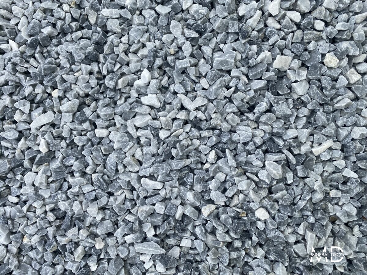 Graviers décoratifs marbre gris perle SILLAGE 9/12, utilisés pour du passage piéton, allée, paillage