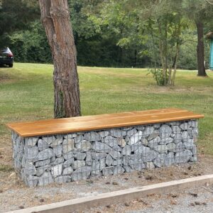 Gabion banc décoratif, pierre à gabion granit gris